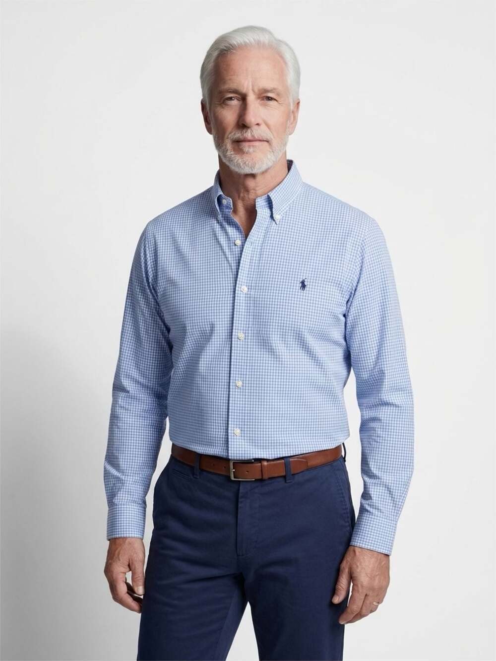 Ralph Lauren Classic Fit Gingham Check Stretch Poplin Button-Down Shirt
